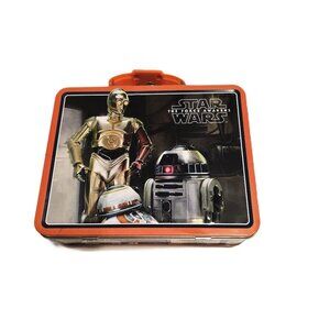 Star Wars The Force Awakens Metal Lunch Box C3PO R2D2 BB8 Embossed Tin Box 2015